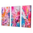 thumbnail image 3 of Designart "Explosions of Color in Pink and Orange III" Abstract Wall Art Set Of 3 - Pink Abstract Canvas Set For Living Room Decor, 3 of 7