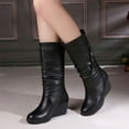thumbnail image 6 of Penkiiy Women High Heel Casual Female Platform Wedge Heel Zip Mid-Calf Black Shoes 36 Black, 6 of 8
