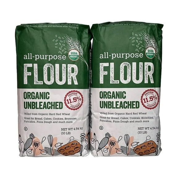 Kirkland Signature Organic Unbleached All Purpose Flour 10 Pounds (Pack of 2)