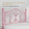 thumbnail image 3 of Sha Cerlin Twin Size Metal Platform Bed Frame with Victorian Vintage Butterfly Headboard&Footboard, Pink, 3 of 7