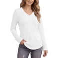 thumbnail image 2 of Wlynlyn Long Sleeve Tops for Women Casual V Neck Loose Fitted Solid Color Textured Knitted Basic Pullover Sweater Shirts(X-Large,White), 2 of 7
