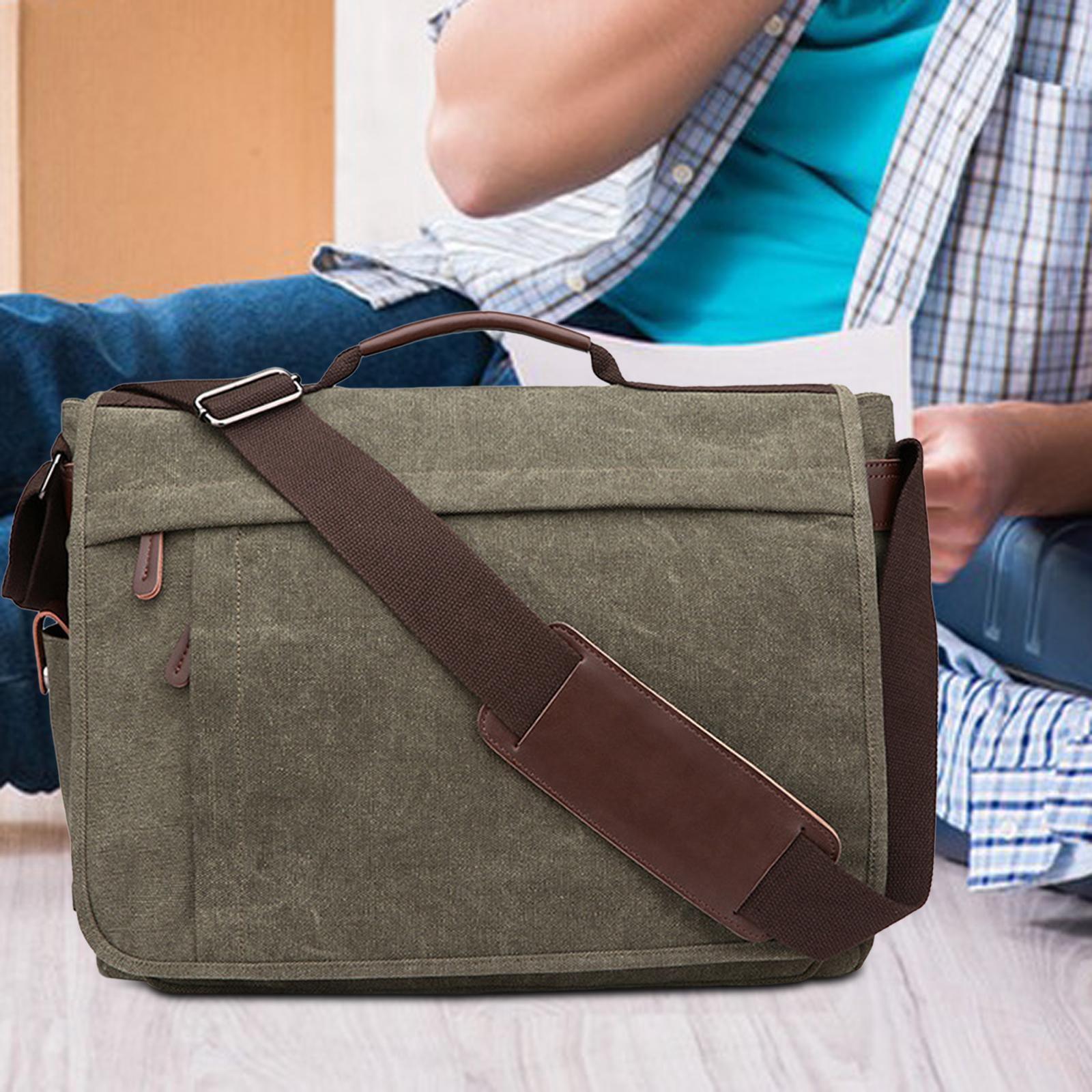 Wxqbjtam Business Briefcase Men Briefcase Satchel Wear Resistant Travelling Pouch Stylish Deep Green