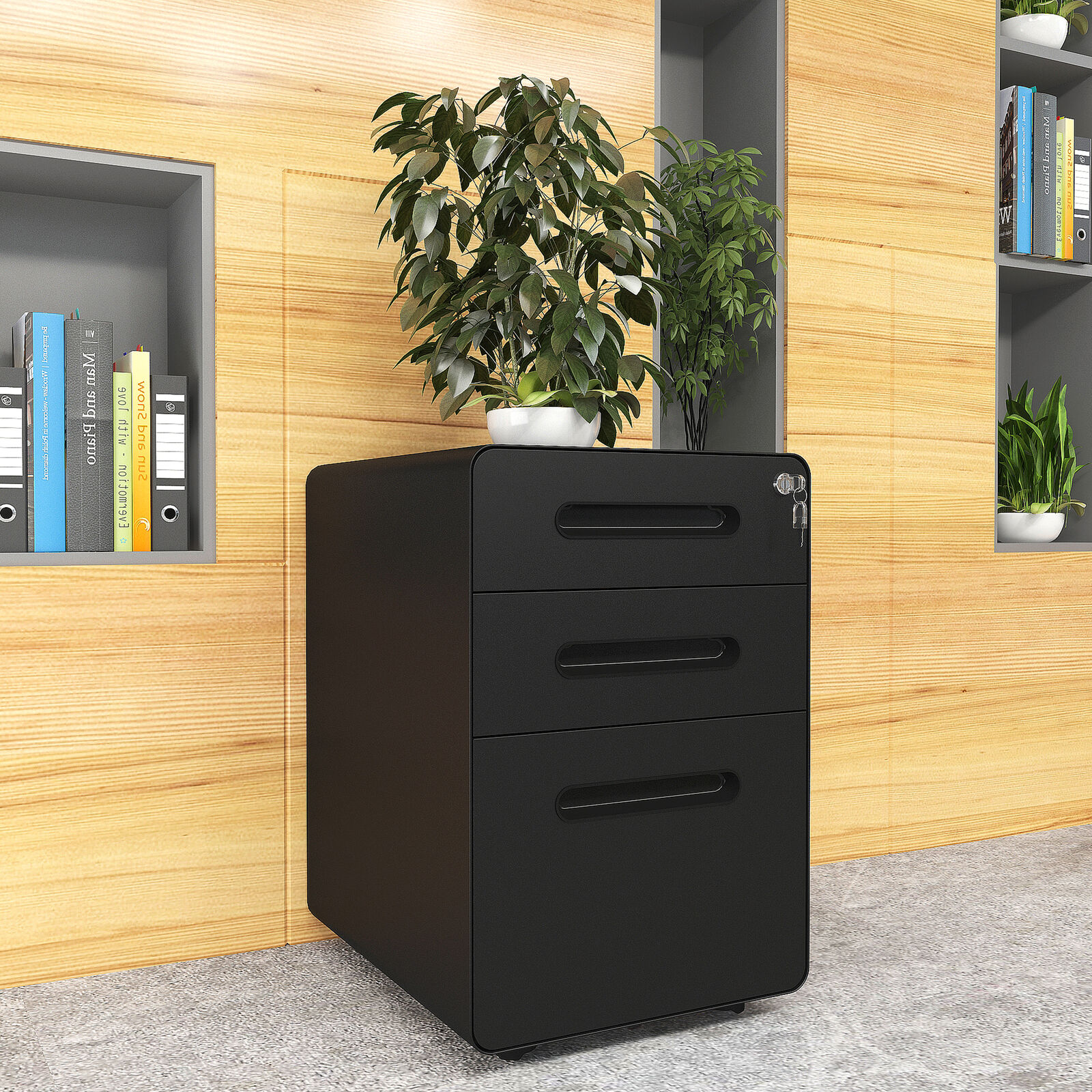 YITAHOME 3Drawer Steel Rolling File Office Furniture Organizer