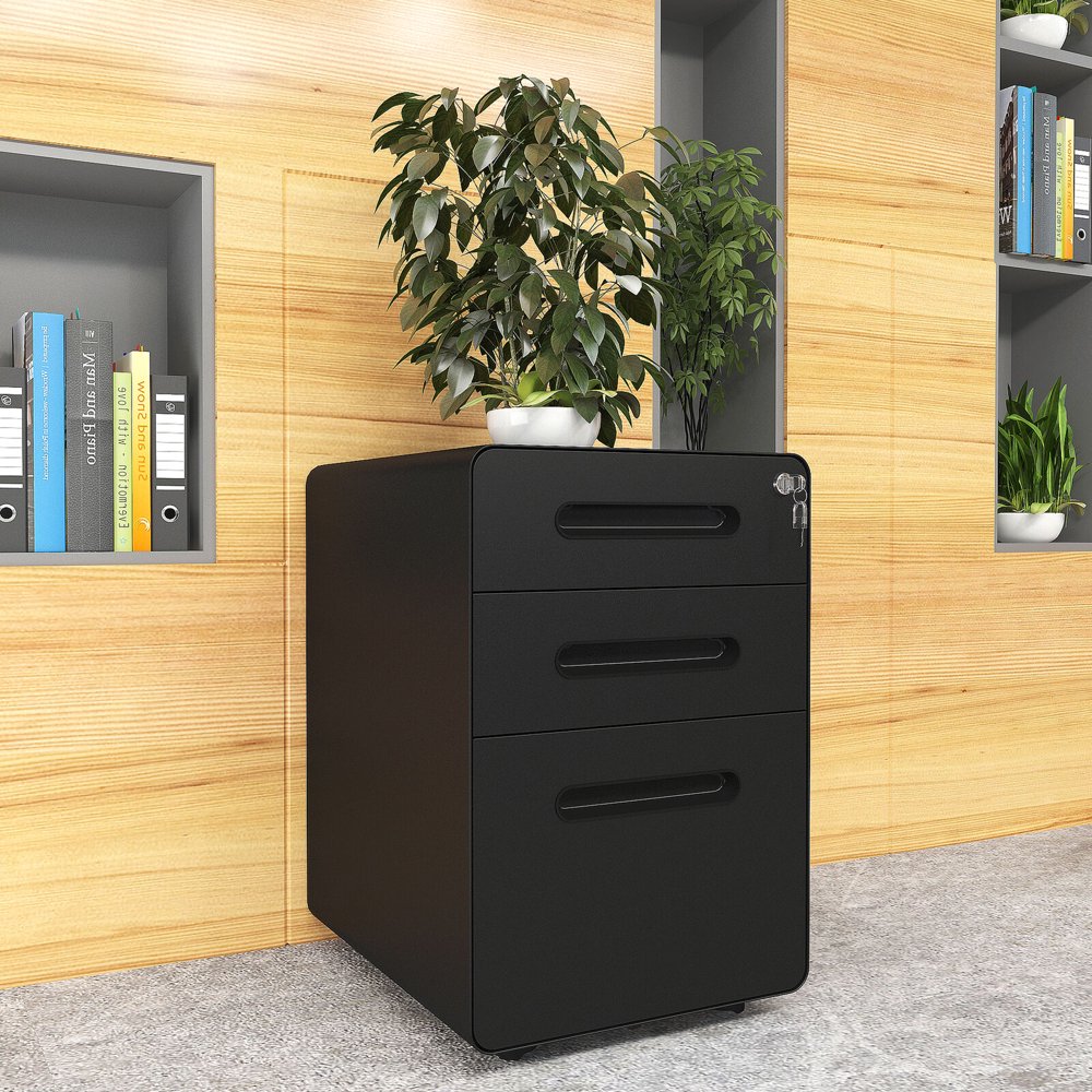 YITAHOME 3Drawer Steel Rolling File with Lock Office Filing