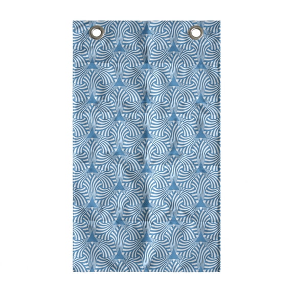 Abstract Hanging Pocket Organizer, Monochrome Psychedelic Pattern with Triangles and Stripes Composition, Printed Polyester Storage Bag with Pockets, 21" x 31", Sea Blue and White