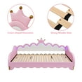 thumbnail image 6 of Bellemave Extendable Twin Size Upholstered Daybed with LED Light Princess Sofa Bed Frame with Crown-shaped Headboard and Armrest PU Leather Upholstered Daybed for Living Room, Bedroom, Pink, 6 of 11