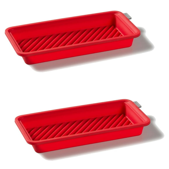 Starfrit - Set of 2 Soft Silicone Baking Dishes, Dishwasher Safe, Red