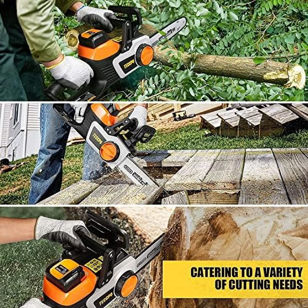 TECCPO Cordless Chainsaw, 40V 12-Inch Electric Chainsaw, High Performance Motor, 2.5Ah Samsung Battery and Charger Included, 26.24ft/s Chain Speed, Oregon Chain, for Cutting Trees and Wood-TDCS01A