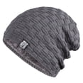 thumbnail image 2 of Tnobhg Men Knitted Hat Winter Beanie Cap Slouchy Cold Resistant Solid Color Warm High Elastic Thick Plush Soft Anti-slip Decorative Men Outdoor Cycling Camping Cap, 2 of 8