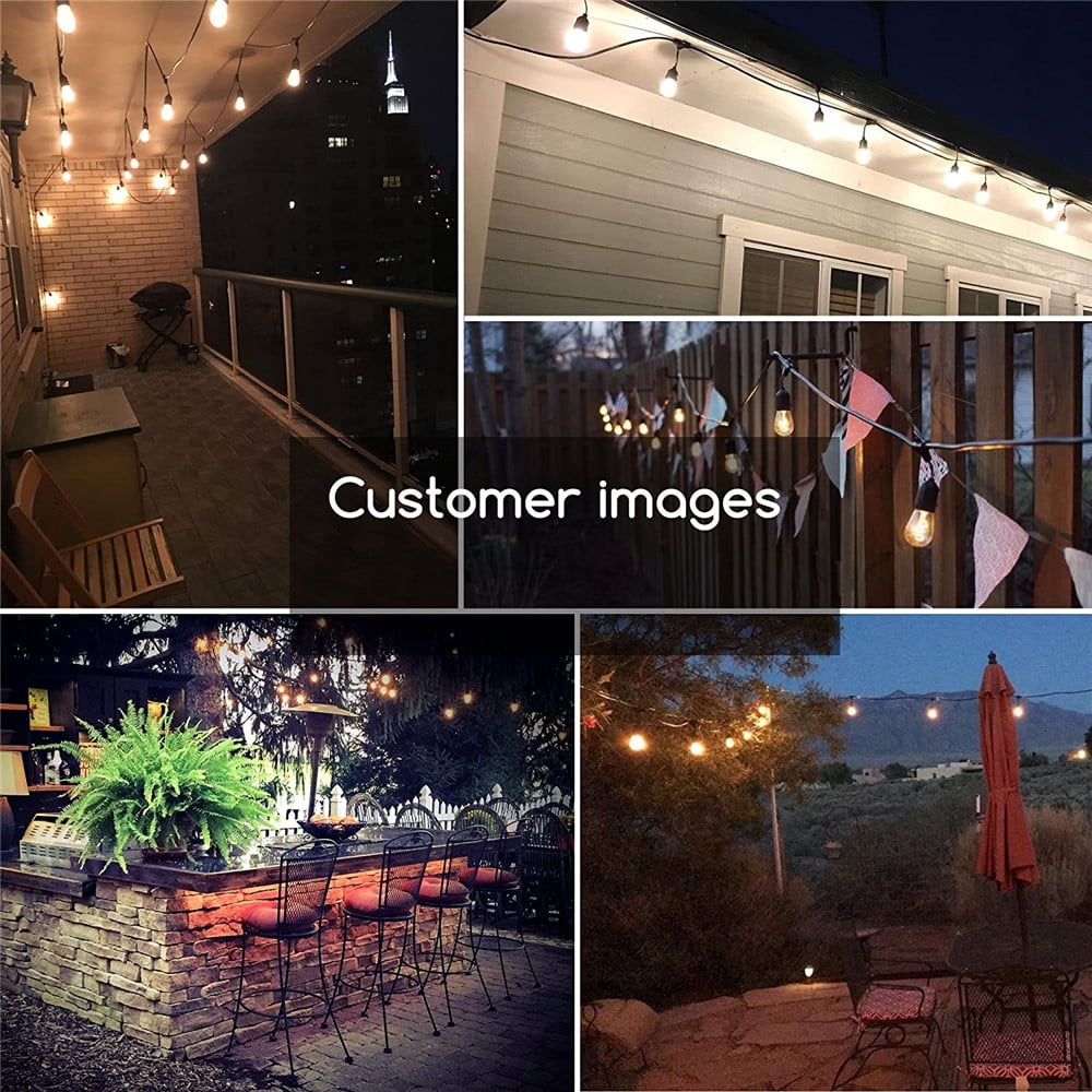 LINKPAL 48FT 15 LED Socket Outdoor Waterproof Commercial Grade Patio String Light Without bulbs