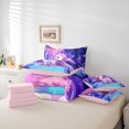 thumbnail image 6 of Erosebridal Purple Unicorn Animal 7-Piece Bedding Comforter Set,Kawaii Stars Rustic Flower Mushroom King Bedding Sets For Kids,Reversible Pink, 6 of 7