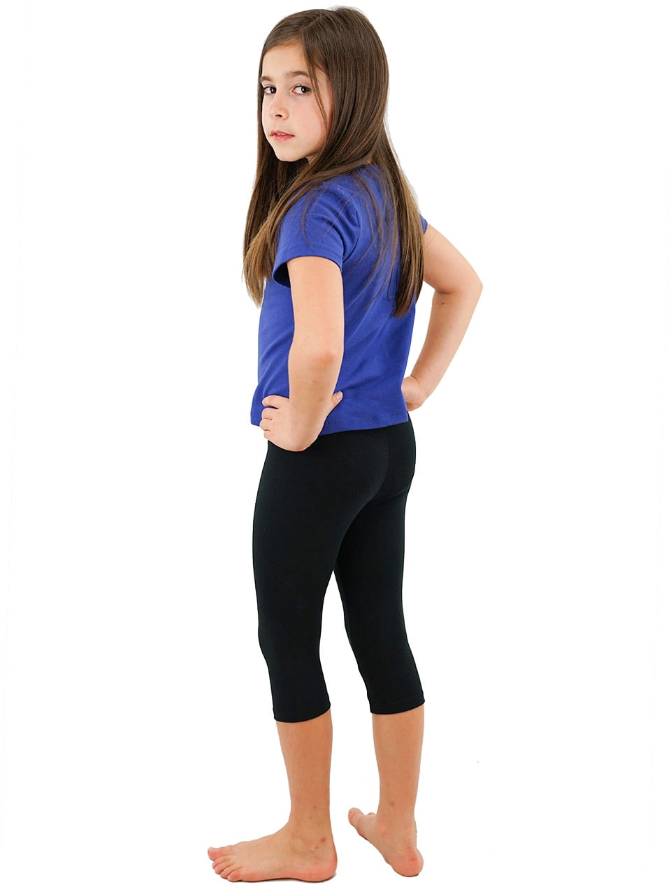 Vivian's Fashions Capri Leggings Girls, Cotton (Black, Medium