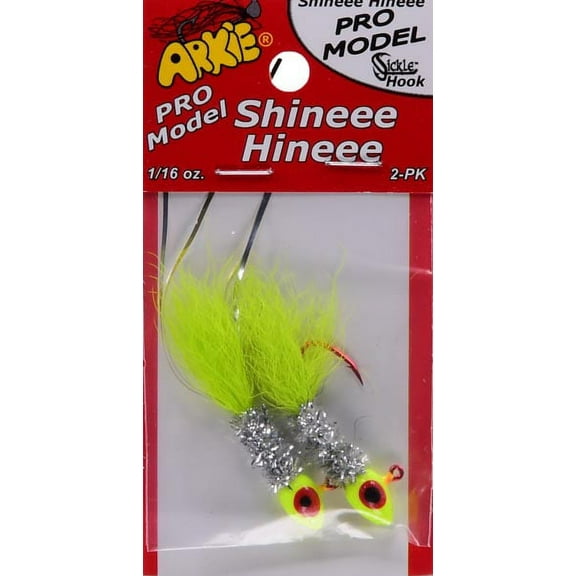 Arkie Pro Shineee Hineee Hook, Chartreuse, 1/16 Oz., 2 Count