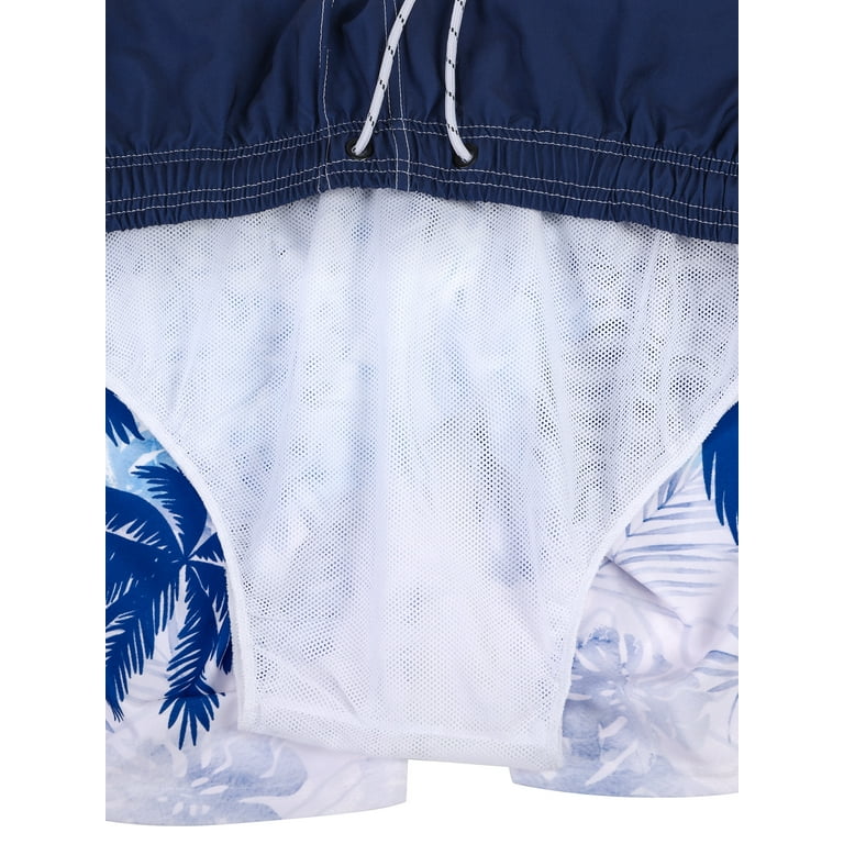 LELINTA Mens Swim Trunks Board Shorts Bathing Suits Elastic Waist  Drawstring Blue/ Red, Up Size To 4X-Large 