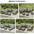 thumbnail image 2 of AECOJOY 7 Piece Patio Conversation Set, Outdoor Sectional Sofa Rattan Wicker Dining Furniture, Beige, 2 of 8