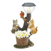 Coiry LED Solar Light Little Animal Sculpture Resin Statue Lamp Garden Decor (A)