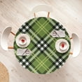 thumbnail image 3 of Ambesonne Checkered Fitted Round Tablecloth, Symmetrical Celtic, 36"- 40" Diameter, Pale Yellow Fern Green, 3 of 4
