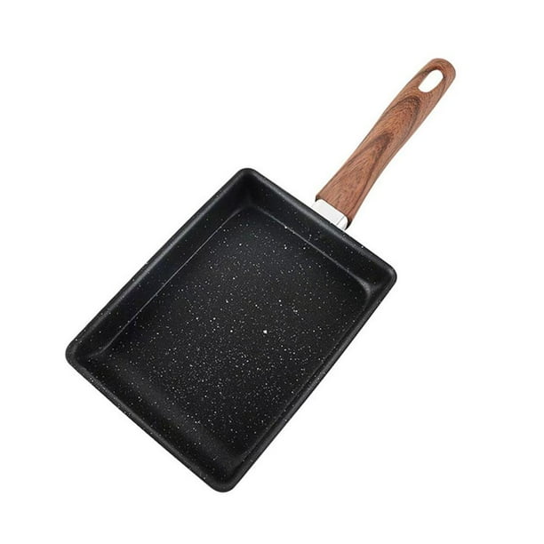 Square Japanese Omelette Pan, Tamagoyaki Egg Skillet Maker Nonstick Roll Rectangle Tamago Frying Rectangular Kitchen Cooking Griddle Tools Plastic Handle Baking Pancake Induction Cooktop Black