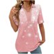 thumbnail image 1 of Tops Cortos para las Mujeres Blusas Impresas Manga Corta Turndown Collar Camiseta, Tops de Blusa para las Mujeres Casual, 1 of 4