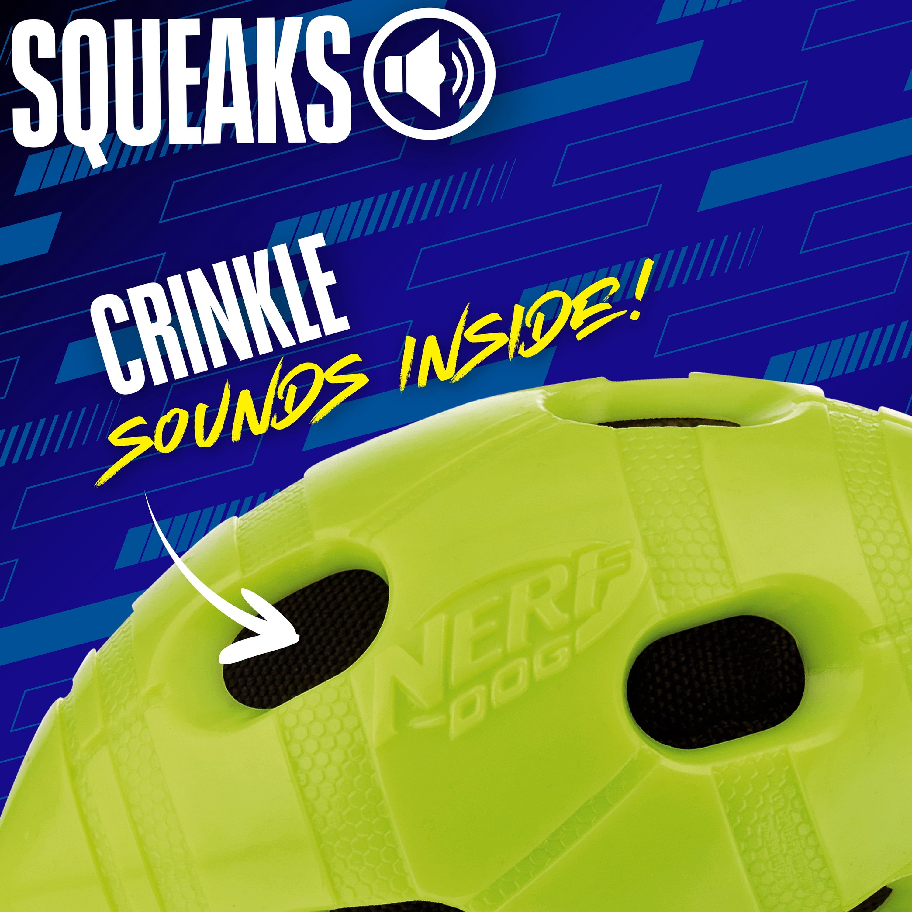 Nerf Dog TPR Bash Crinkle & Squeak Football Dog Toy, 6 inch