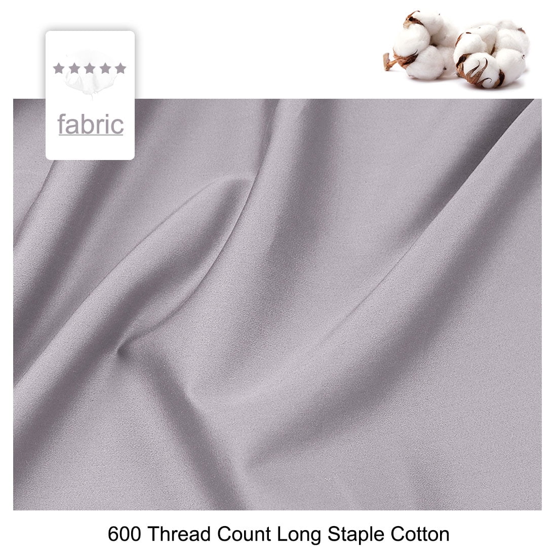 Unique Bargains Set of 4 600TC Combed Cotton Pillowcases, King, Pale Purple