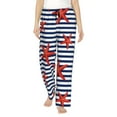 thumbnail image 2 of Picia Starfish Navy Blue Stripe Womens Soft Woven Cotton Elastic Waistband Sleep Pajama Pant Lounge Sleep Pant With Pockets And Drawstring-Medium, 2 of 9