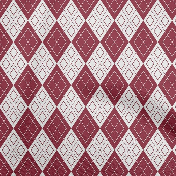 oneOone Cotton Poplin Maroon Fabric Argyle Sewing Fabric By The Yard Printed Diy Clothing Sewing Supplies 56 Inch Wide