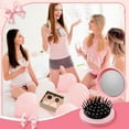 thumbnail image 2 of OPALESQUE 12 Pcs Pink Coquette Bow Mini Hair Brushes Folding Mirror Coquette Detangler Brush Bulk Round Compact Massage Scalp Comb for Purse Women Travel Team Gifts Trendy Stuff Party Favors, 2 of 7