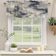 thumbnail image 3 of 2 Pack Valances for Windows 60 x 18 Inch, Navy Blue Grey Marble Decorative Kitchen Curtain Valance, Modern Abstract Art Ink Painting Rod Pocket Short Curtains Window Treatment for Bathroom/Cafe, 3 of 9