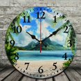 thumbnail image 2 of YILUYINQING Beach Palm Trees Mountain Round Wooden Wall Clock for Home Decor Battery Operated, Wall Hanging Decor Perfect for Living Rooms, Kitchens, Dorms, Practical Everyday Gifts 10x10in, 2 of 8