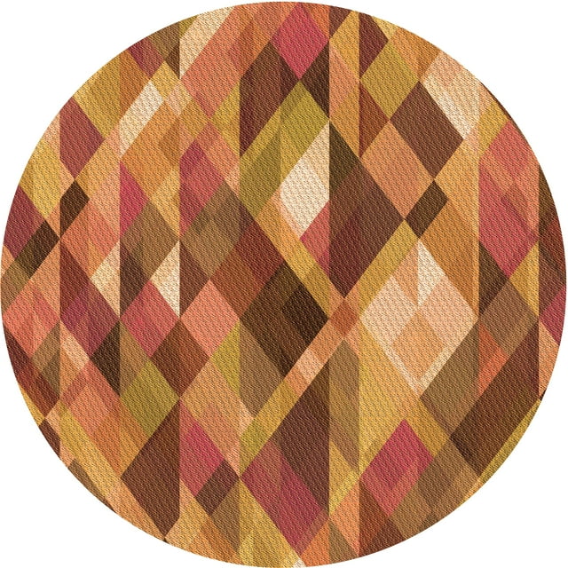 Ahgly Company Tapis d'Intérieur Rond Lavable en Machine Orange Transitionnel, 5 Pieds Rond