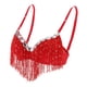 thumbnail image 5 of de lentejues con para mujer, trajes de danza del vientre con flecos a , Tops cortos, ropa de baile rojo BLESIY Sujetador de danza del vientre para mujer, 5 of 8