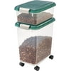 IRIS 30 lbs & 11 lbs Combo Airtight Dog Food Storage Container, Stackable Treat Box, Casters, Keep Fresh, Easy Mobility, Green