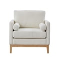 thumbnail image 6 of GZXS Upholstered Armchair with Bolster Pillows, 35.43"W Boucle Fabric Accent Chair with Solid Rubber Wood Legs, Removable Seat/BackCushions, for Living Room/Reading Nook (Ivory+Natural), 6 of 10