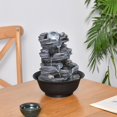 thumbnail image 2 of ZenHaven Stacked Rock Design LED Water Fountain with Pump - 8-Inch Indoor Tabletop Decorative Feature for Relaxation, Office, Hotel, Home Decor - Gray Stone Finish, 2 of 8