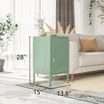 thumbnail image 4 of Single Door Lockable Metal End Table & Children's Bedside Table, 2-Tier Storage Cabinet with Adjustable Shelf, Easy Assembly Side Table for Living Room Bedroom Home Office Green, 4 of 6