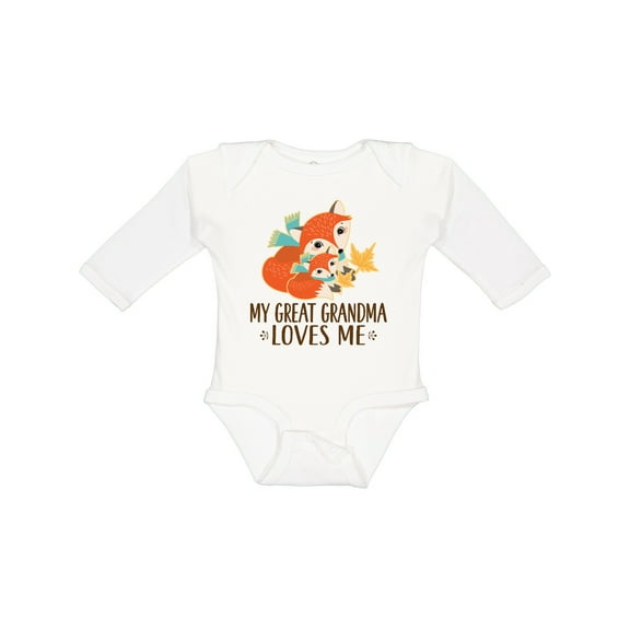 Inktastic My Great Grandma Loves Me Fox Boys or Girls Long Sleeve Baby Bodysuit