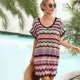 thumbnail image 3 of Sexy V-neck Bikinis Cover Up for Women Color-Block Beach-Dress Knitted Bathing Suit Cover Up Hollow Swimsuit Cover Up XL Green, 3 of 4
