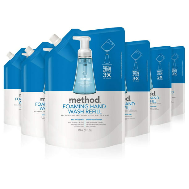 Method Foaming Hand Soap Refill, Sea Minerals, 28 Fl Oz (Pack of 6