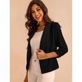 thumbnail image 3 of Blazer GoMee para mujer, manga 3/4, corta, negra, talla S, 3 of 5