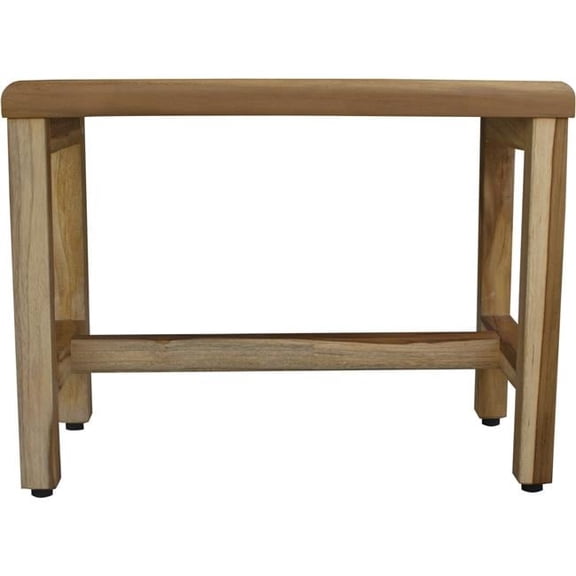 Compact Rectangular Teak Shower Outdoor Bench with Shelf - Natural Finish - 18 x 14 x 24 in.