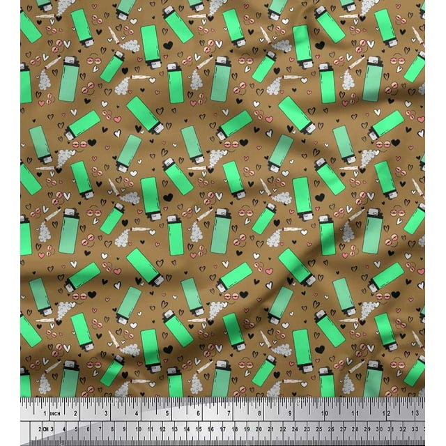 Soimoi Cotton Voile Fabric Heart & Lighter Men Fabric Prints by Yard 42 Inch Wide