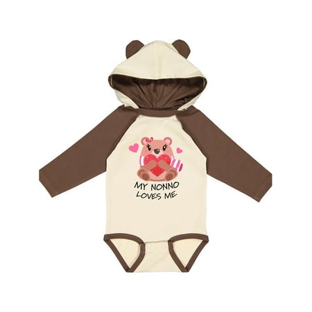 

Inktastic My Nonno Loves me- bear and hearts Gift Baby Boy or Baby Girl Long Sleeve Bodysuit