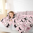 thumbnail image 3 of Manfei Kawaii Bow Ghost Skull Full Size Bedding Sets 7 Pieces, Halloween Cute Bat Cherry Full Size Bed in a Bag, Pink Black White,Pink Reversible, 3 of 7
