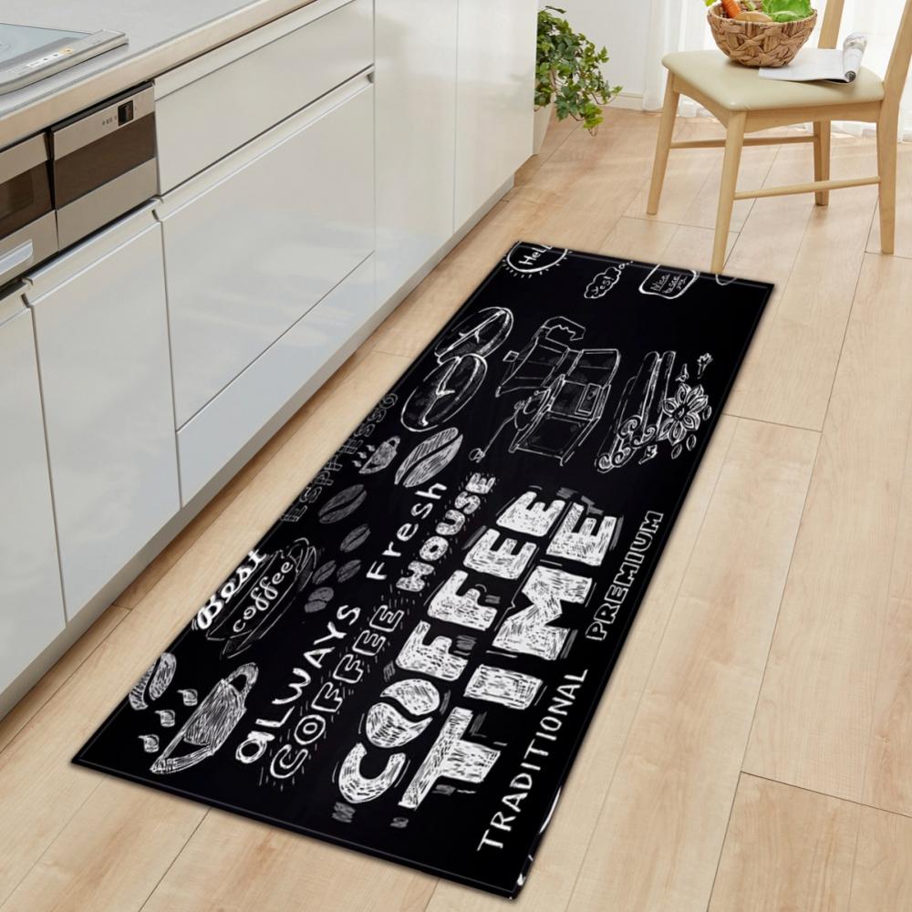 Kitchen Rug NonSlip Black Rubber Backing Mat Throw Rug for Kitchen