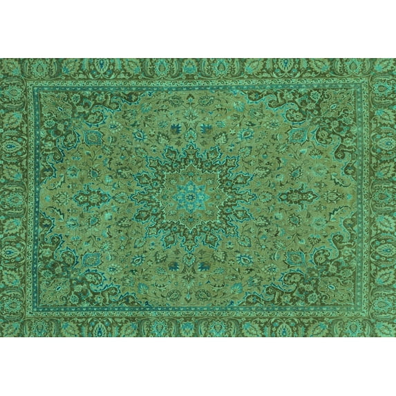 Ahgly Company Indoor Rectangle Abstract Turquoise Blue Modern Area Rugs, 3' x 5'