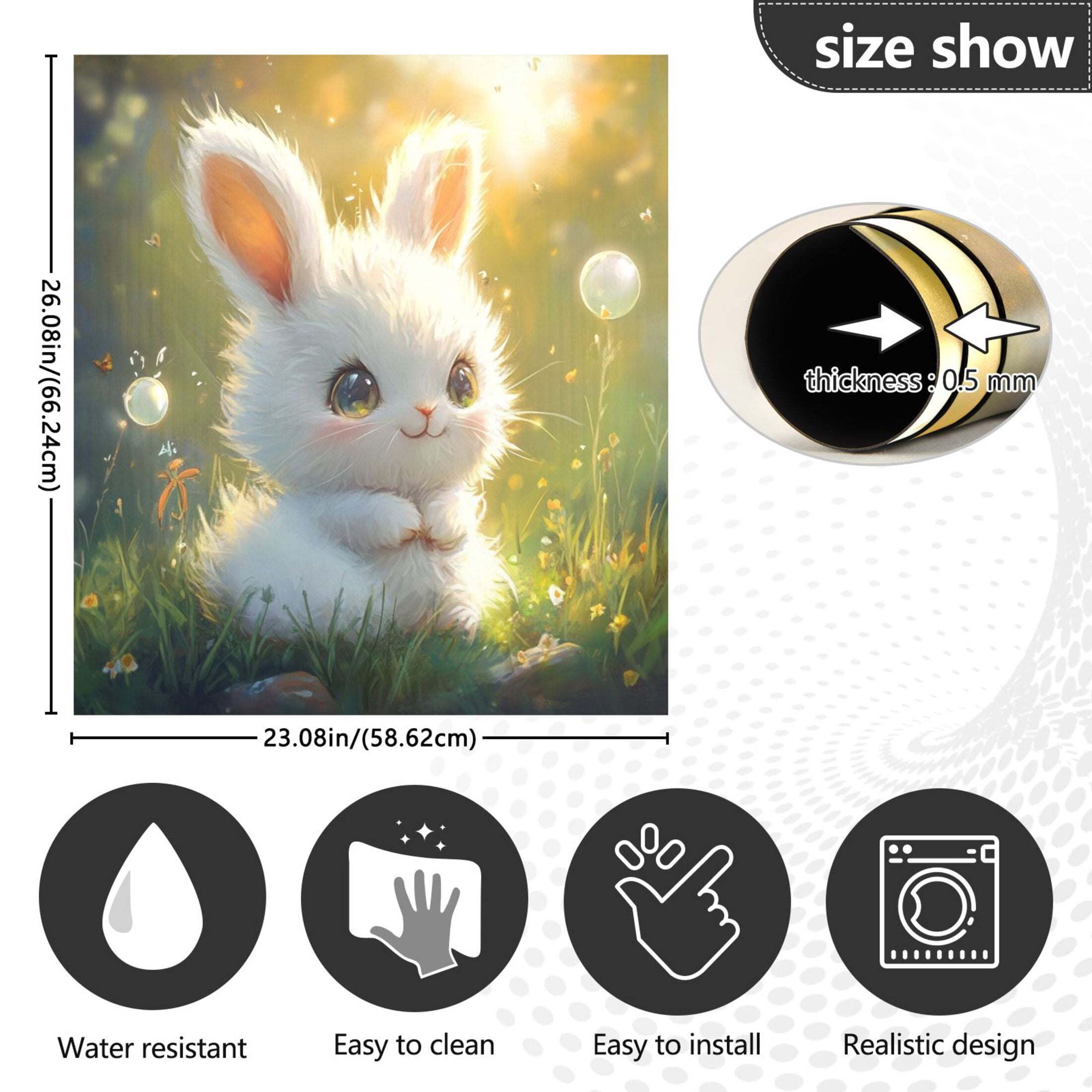 Dishwasher Magnetic Sticker 23x26 Inch Refrigerator Magnetic Sticker Washing Machine Magnetic Sticker Kitchen Panel Magnetic Sticker Home Decor Super Cute White Rabbit