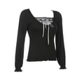 thumbnail image 3 of ITFABS Chandail Moulant pour Femmes, Manches Longues Noires Col Rond, 3 of 6