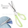 thumbnail image 1 of Lace scissors, hand-made tooth cloth scissors, triangle tooth cloth sample scissors, dog tooth scissors, fabric pattern serrated scissors Light green triangular teeth 5MM, PP packaging, 1 of 2