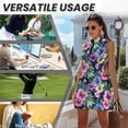 thumbnail image 6 of Yuyamidu Hawaiian Flower Womens Tennis Dress Zipper Athletic Dress for Women Size L Comfortable Workout Golf Dresses with Built-in Shorts Summer Outfits, 6 of 7
